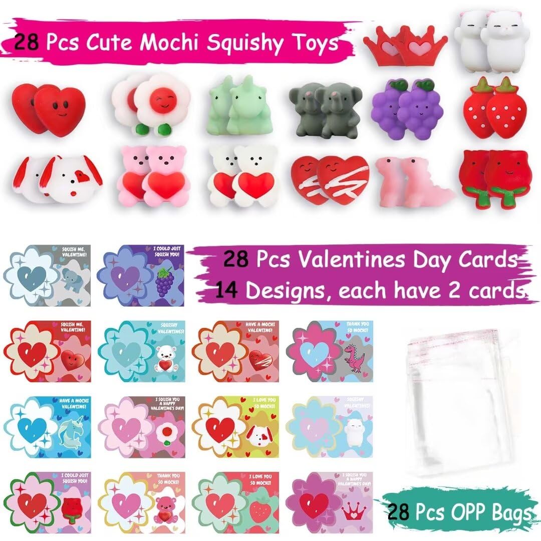 UPINLOOK valentines cards with squishy toys, multiple styles, perfect for school exchanges and celebration.