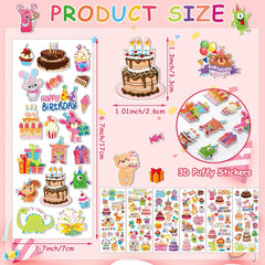 UPINS 3D Puffy birthday cake stickers add tactile party decor options