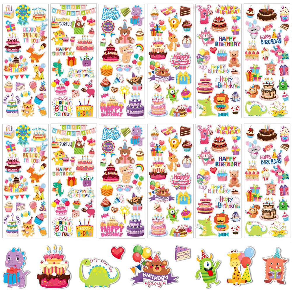 UPINS happy birthday stickers sheet for classroom decor with 12 designs