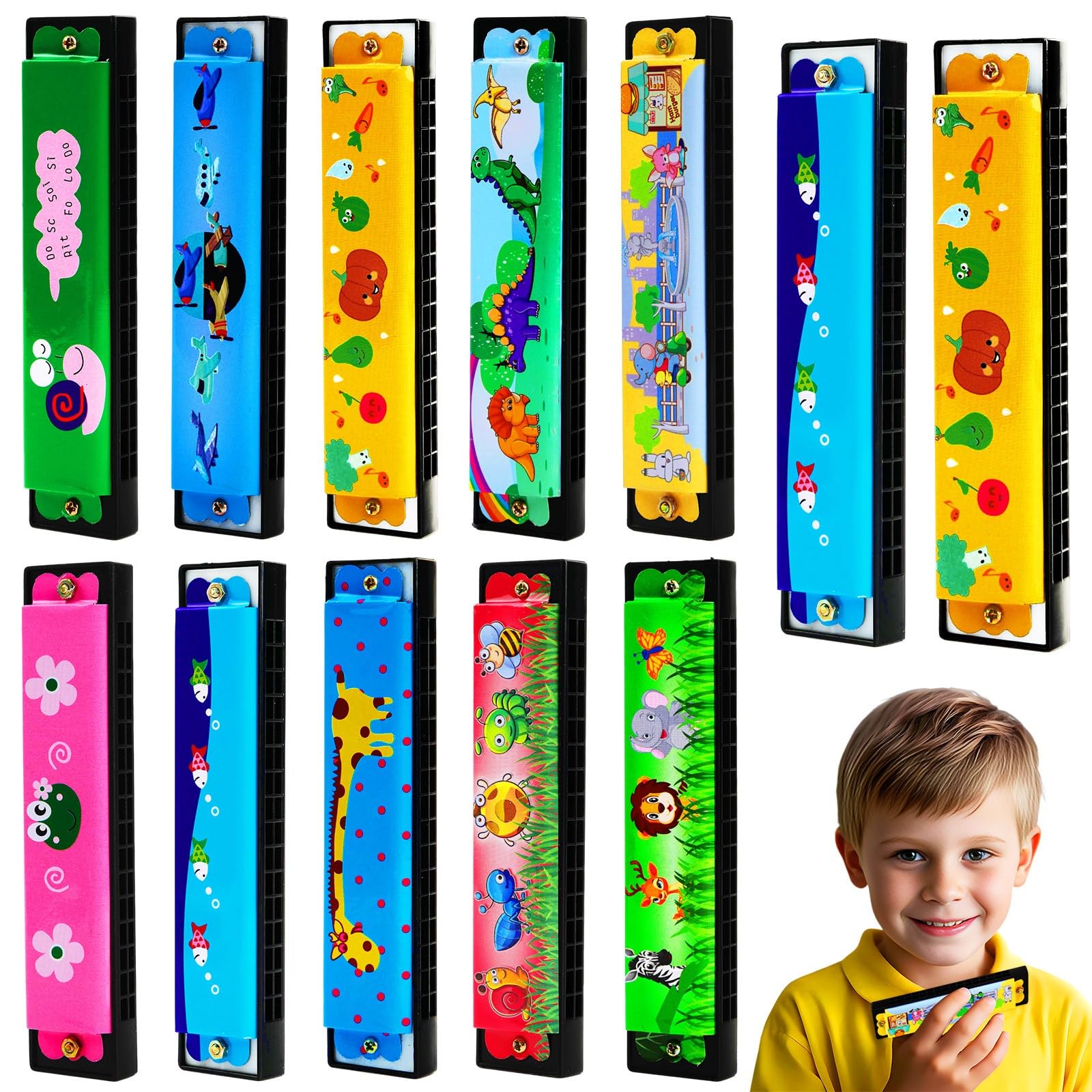 UPINS harmonica 10pc cartoon designs for joyful beginner practice.