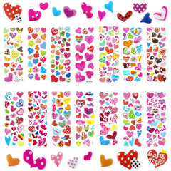 UPINS Valentine stickers 14 sheets display with vibrant heart designs for crafts and gifts
