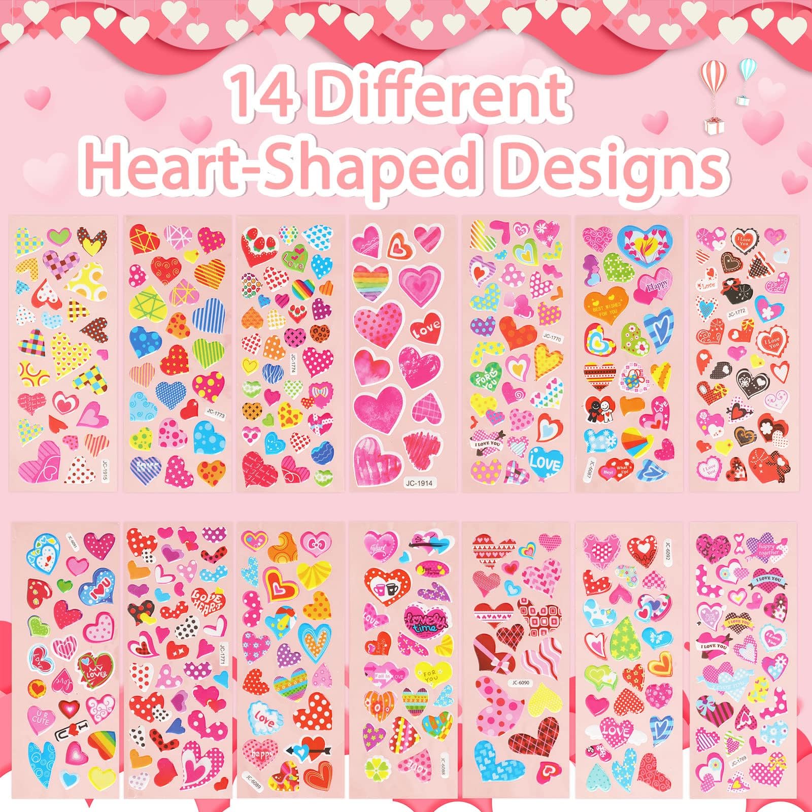 UPINS kids craft heart stickers for classroom rewards and DIY activities