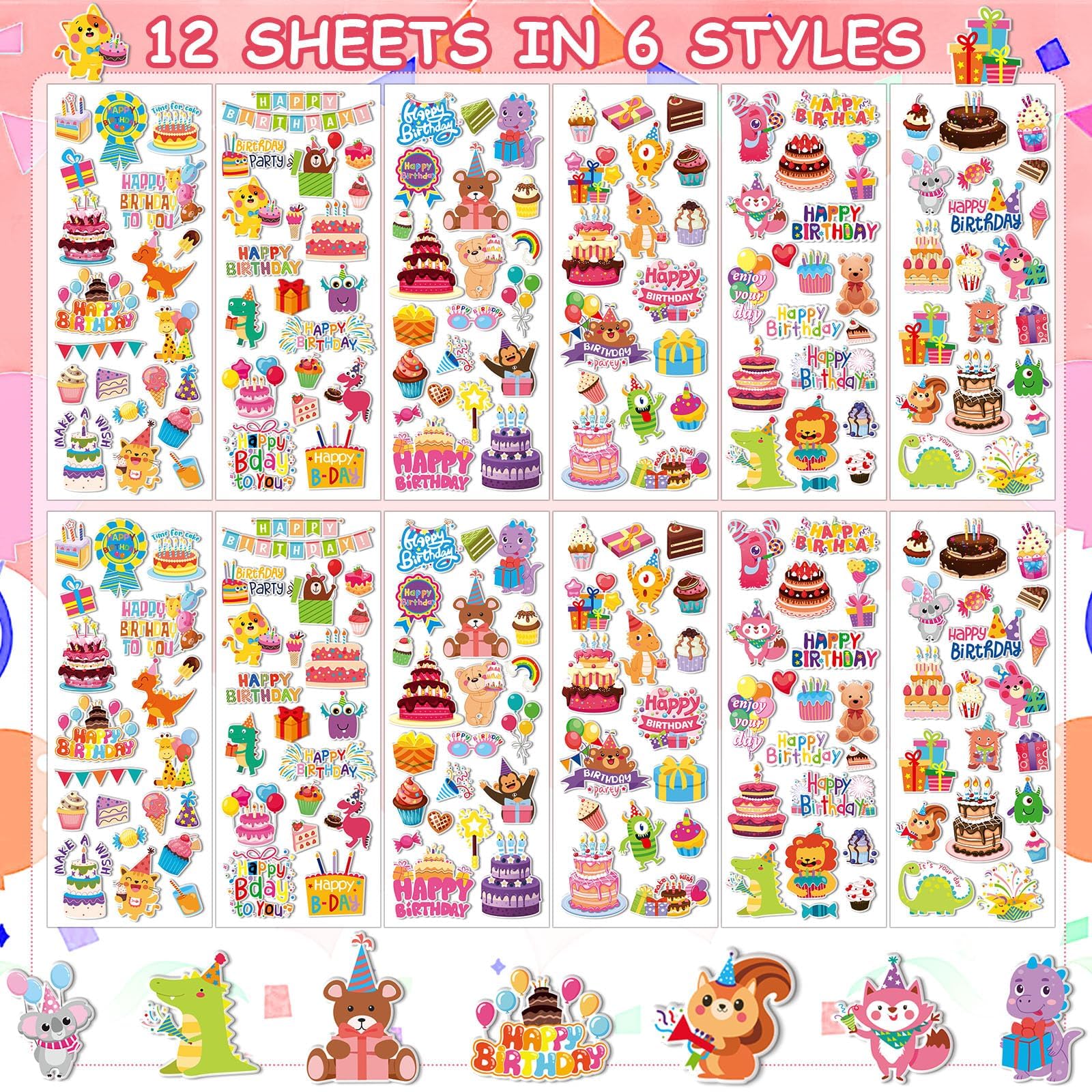 UPINS water-repellent PVC birthday stickers stay vibrant on cards and banners