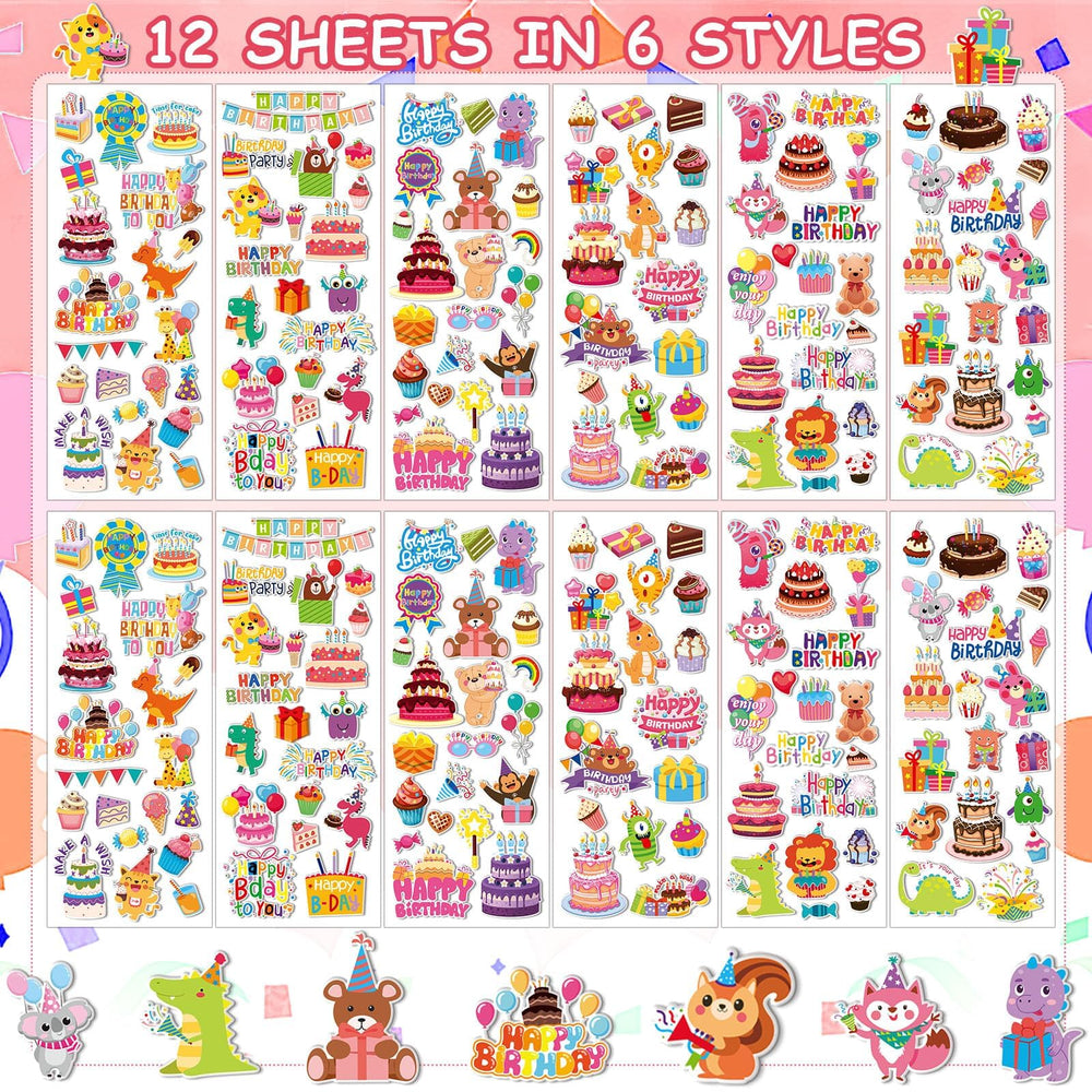 UPINS water-repellent PVC birthday stickers stay vibrant on cards and banners