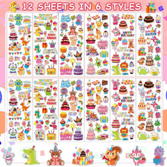 UPINS water-repellent PVC birthday stickers stay vibrant on cards and banners