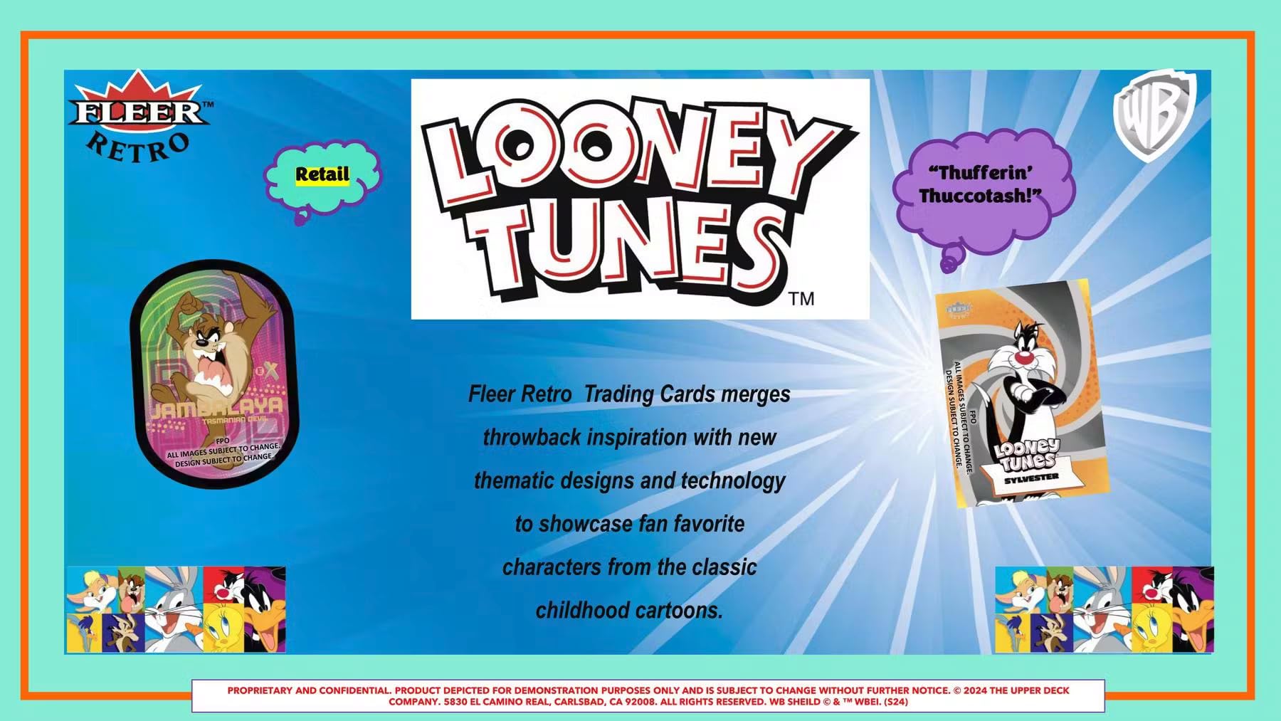 Upper Deck Fleer Retro Looney Tunes box sides highlight vintage design and branding