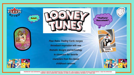 Upper Deck Fleer Retro Looney Tunes box sides highlight vintage design and branding