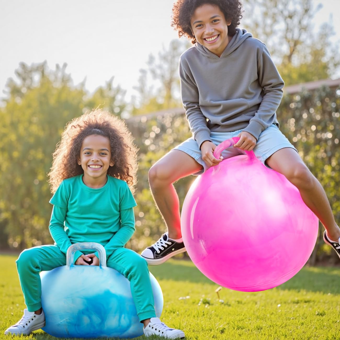 Upper Rider child playing with hopper ball indoors for screen-free fun