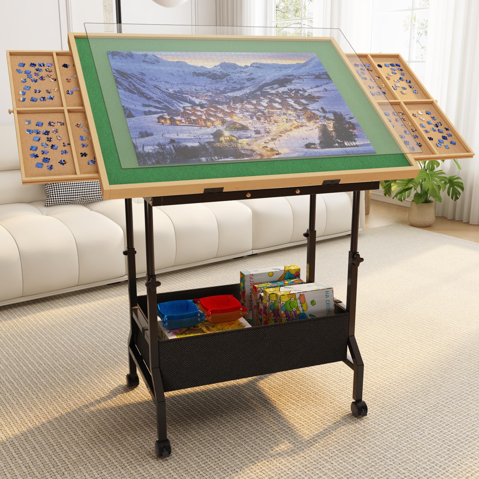 upvercy large puzzle table with two drawers supports easy piece sorting while you work