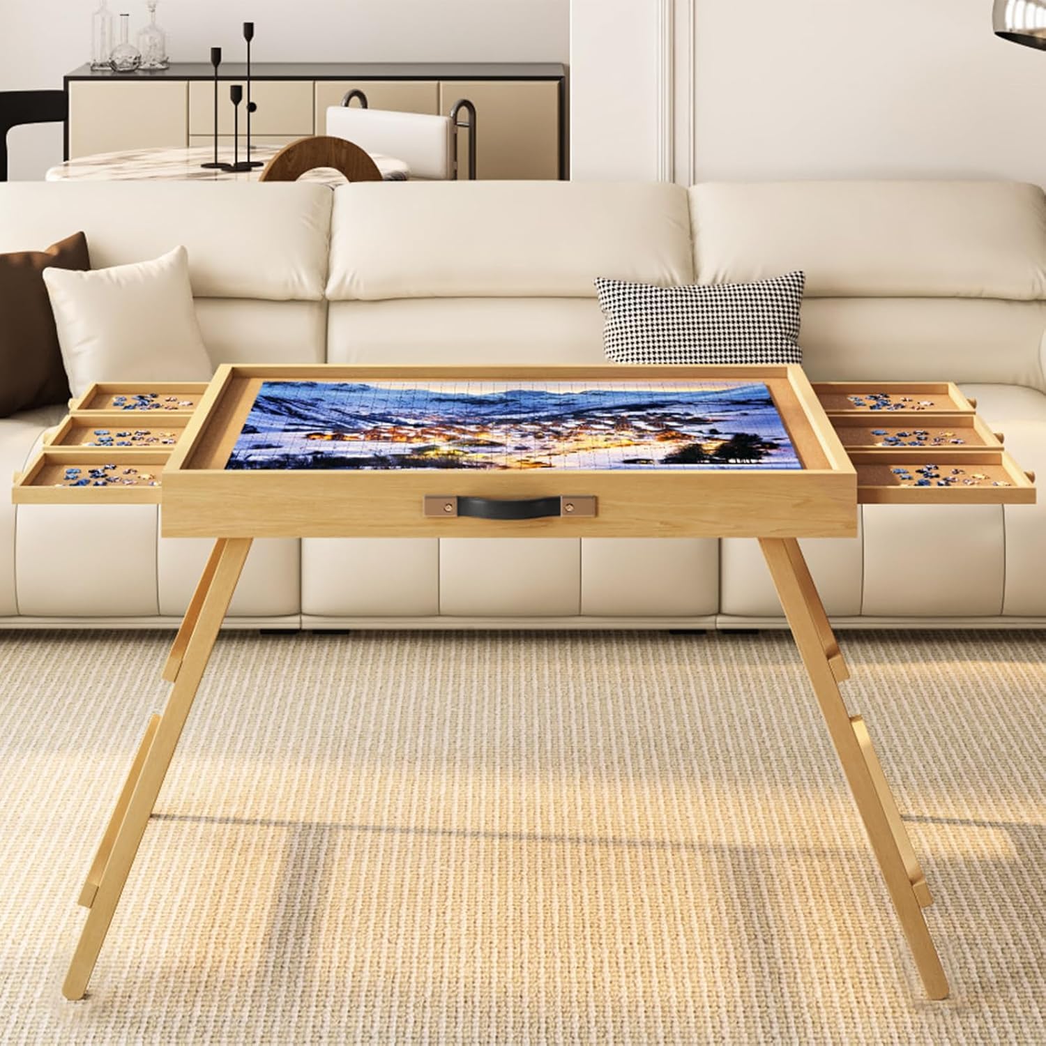 UPVERCY puzzle table easy-transport for flexible living room use