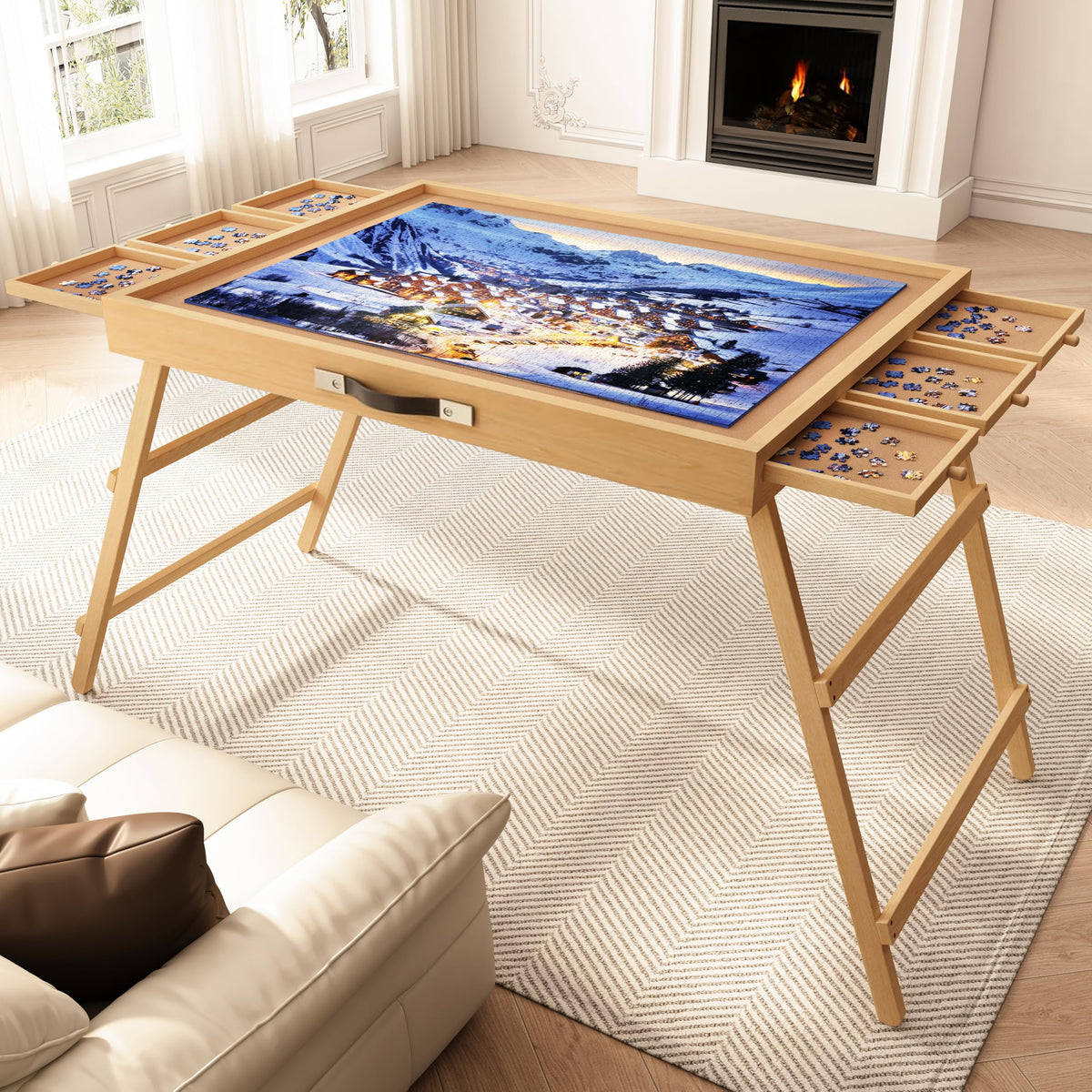 UPVERCY puzzle table folding legs for comfortable couch puzzle sessions