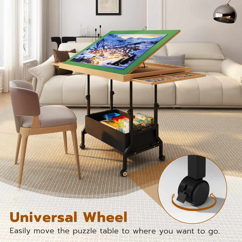 Upvercy table with four tilt angles for ergonomic puzzle alignment.