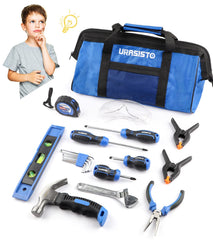 URASISTO 18-piece kids tool set in a bag for organized storage.
