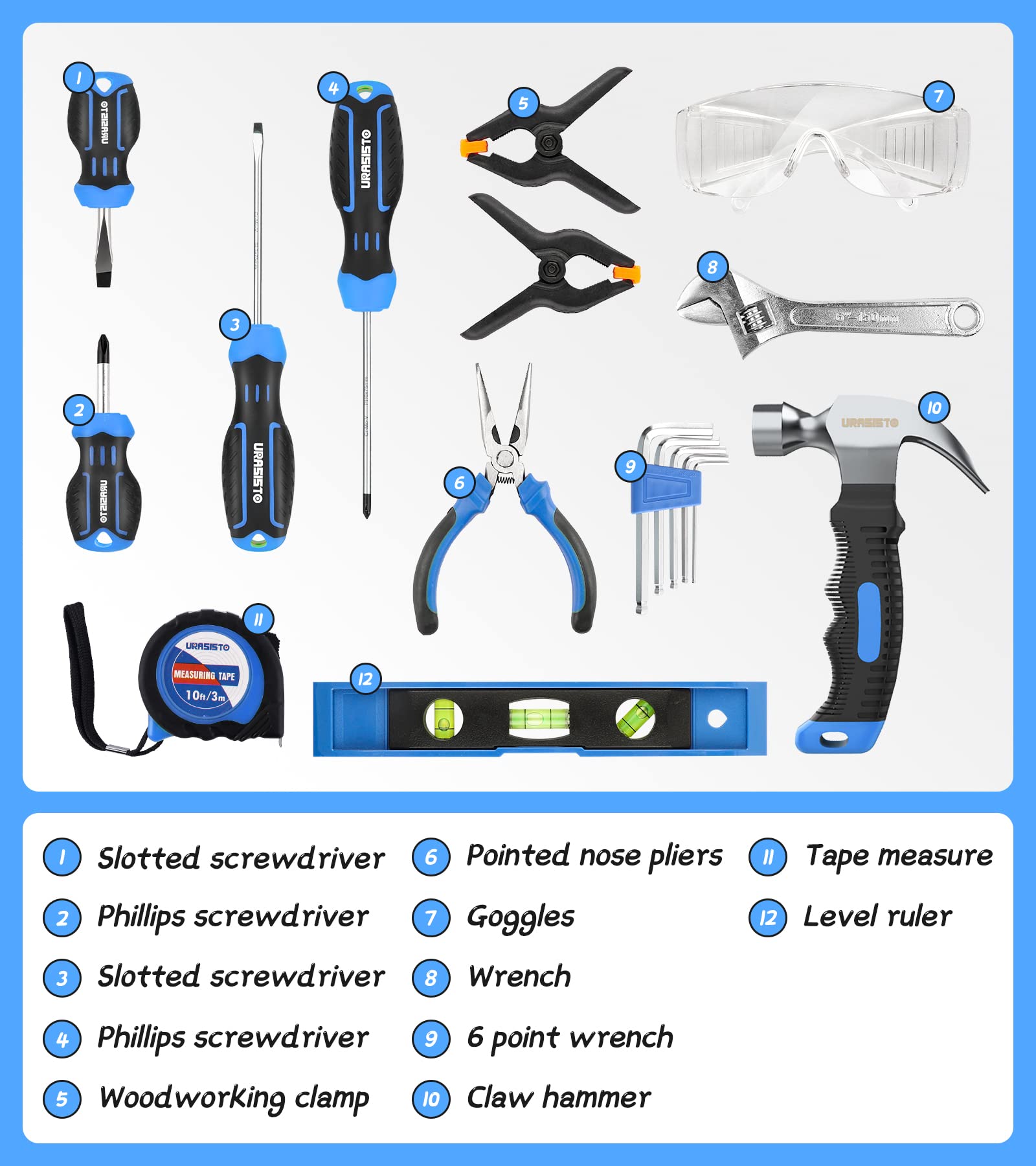 URASISTO measuring tape aids quick dimension checks during DIY tasks.