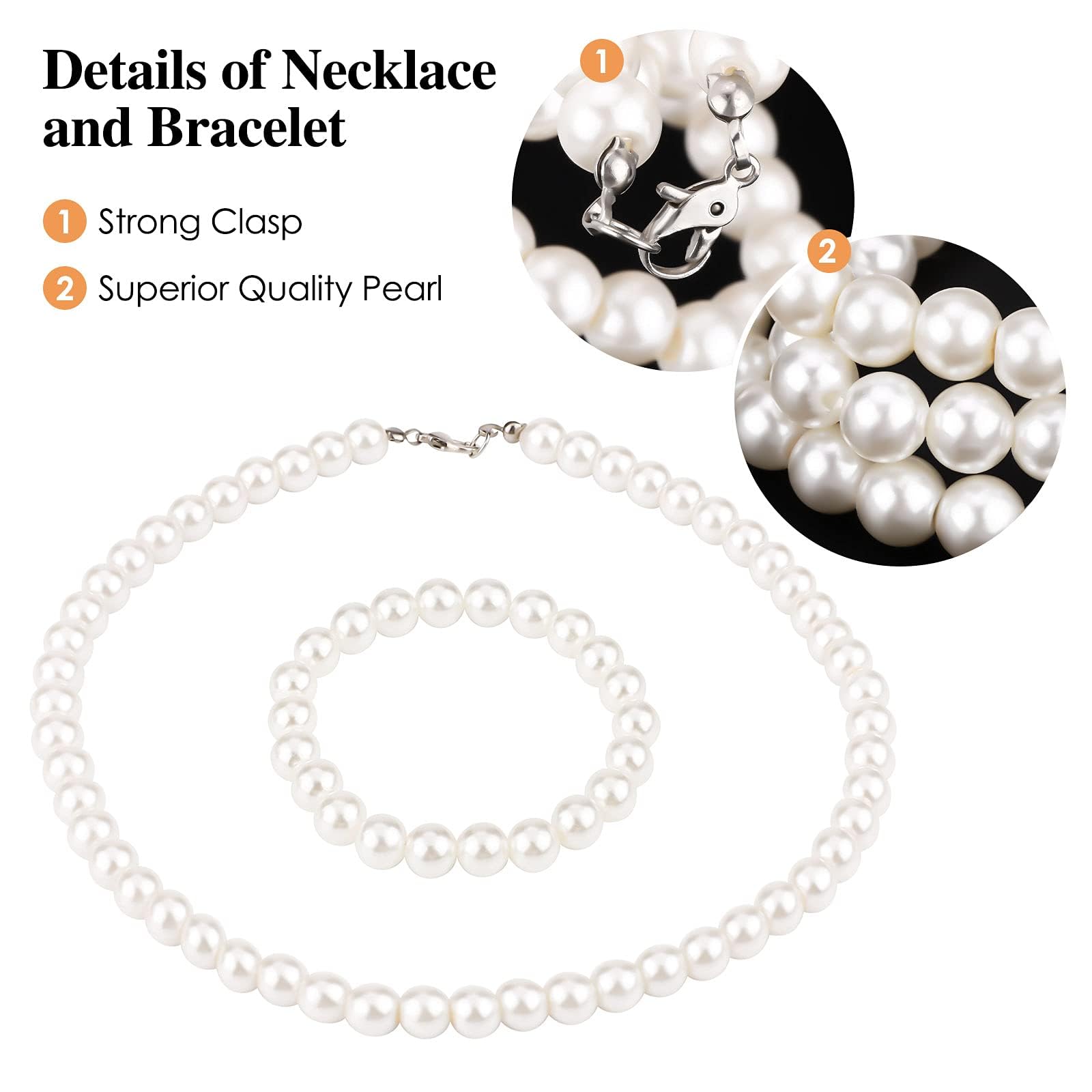 URATOT imitation pearl necklace adds elegant cosplay flair.