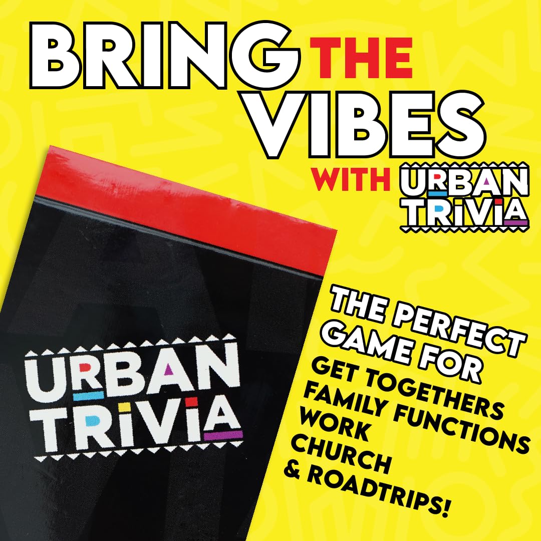 Urban Trivia Game cards closeup shows diverse topics and vibrant artwork for social nights.