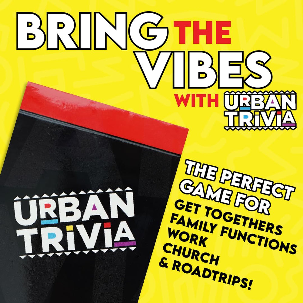 Urban Trivia Game cards closeup shows diverse topics and vibrant artwork for social nights.