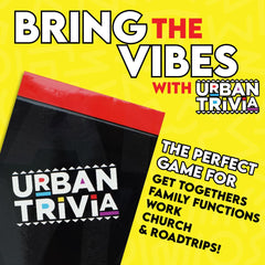 Urban Trivia Game cards closeup shows diverse topics and vibrant artwork for social nights.