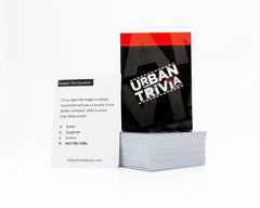 Urban Trivia Game family-night scene captures multi-generational fun and learning.