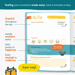 UrBestSelf 6-Minute Kids Diary gratitude page celebrates small wins and positivity.