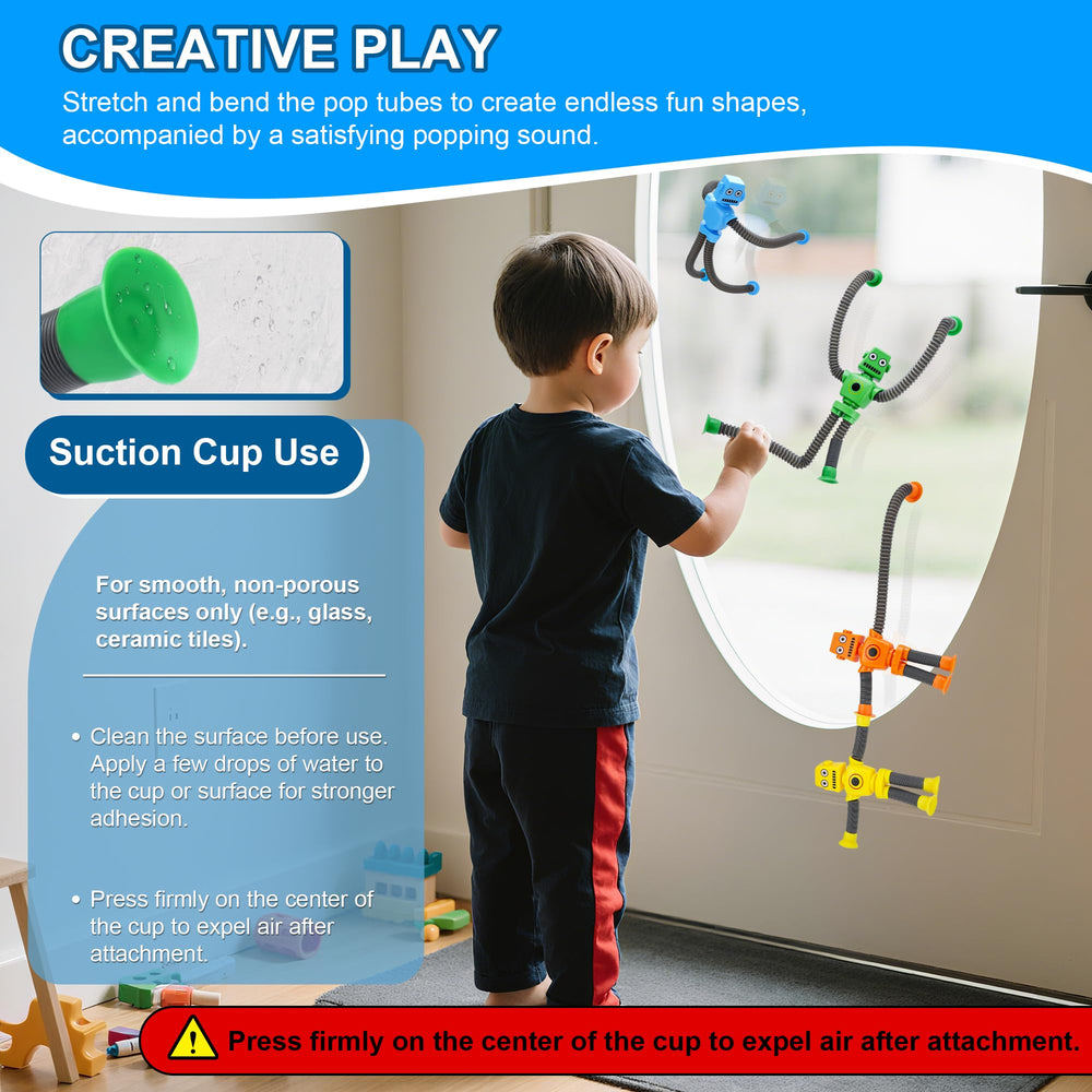 UrChoice robot suction cup tubes orange; stress relief fidgets for busy hands.