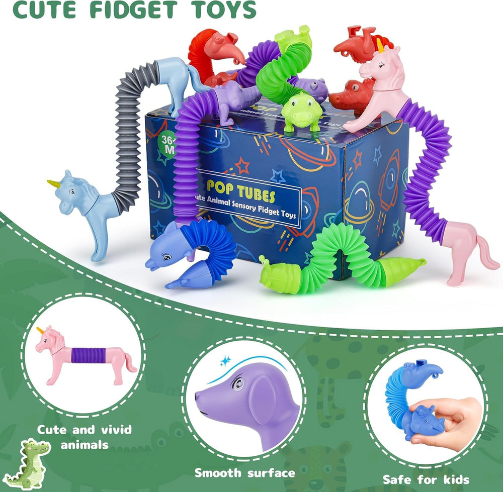 UrChoice shark tube figure, sensory pop toy for tactile learning.