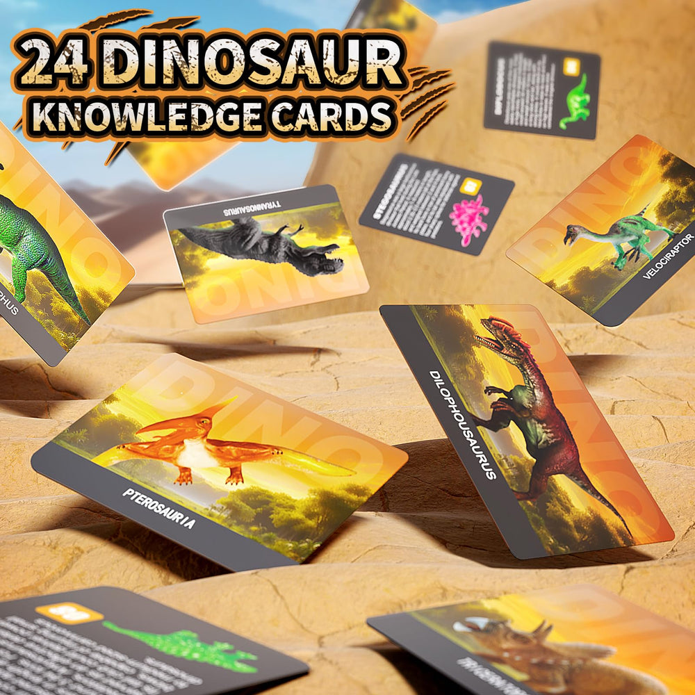 Uregoio knowledge cards pair each dinosaur with facts for quick learning.