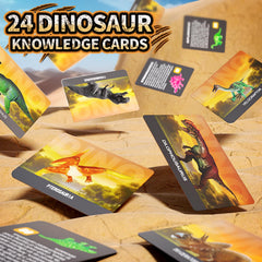 Uregoio knowledge cards pair each dinosaur with facts for quick learning.