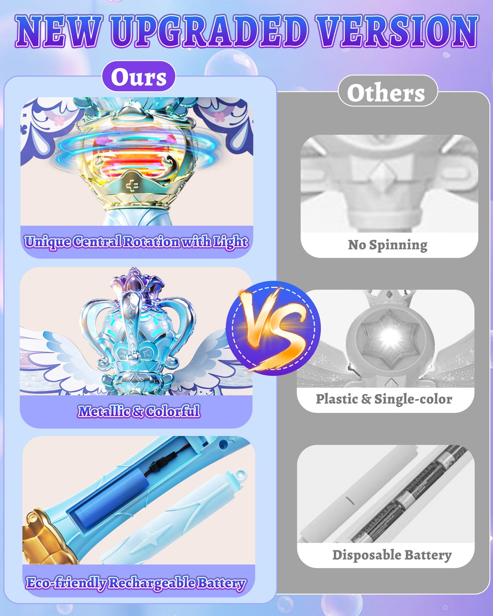 Uregoio Princess Bubble Wands LED light show adds color to bubbles