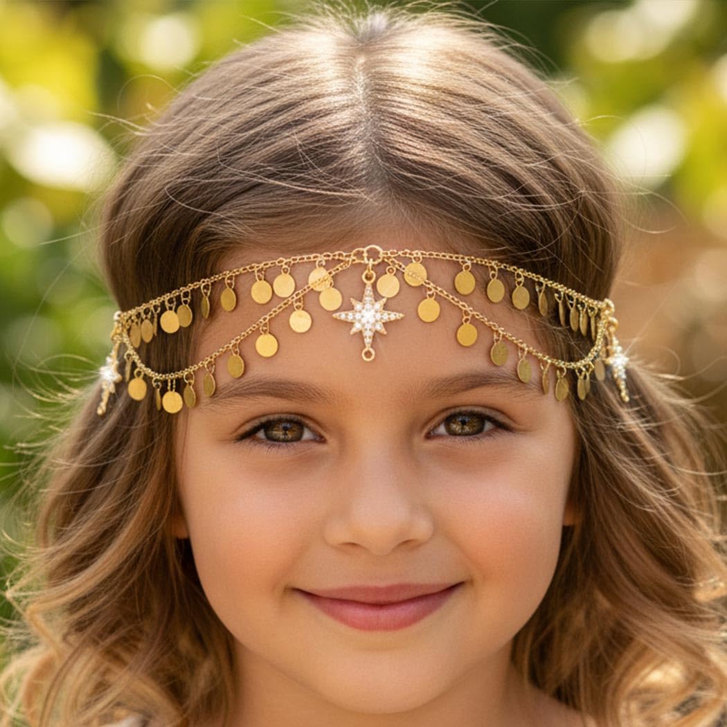 Gold headpiece suitable for weddings and bridal showers