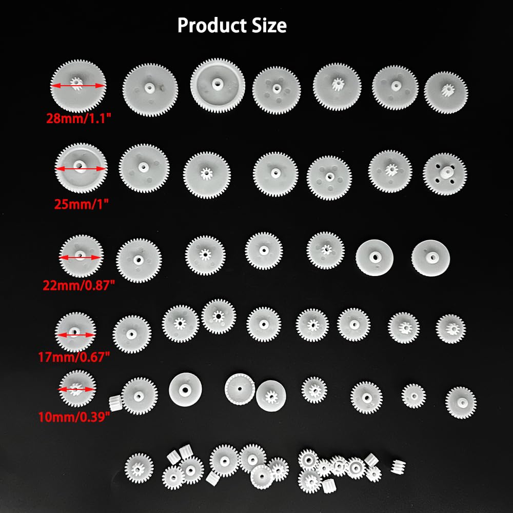 URIMPAVIDO small plastic gears for DC motors, ideal for DIY projects.