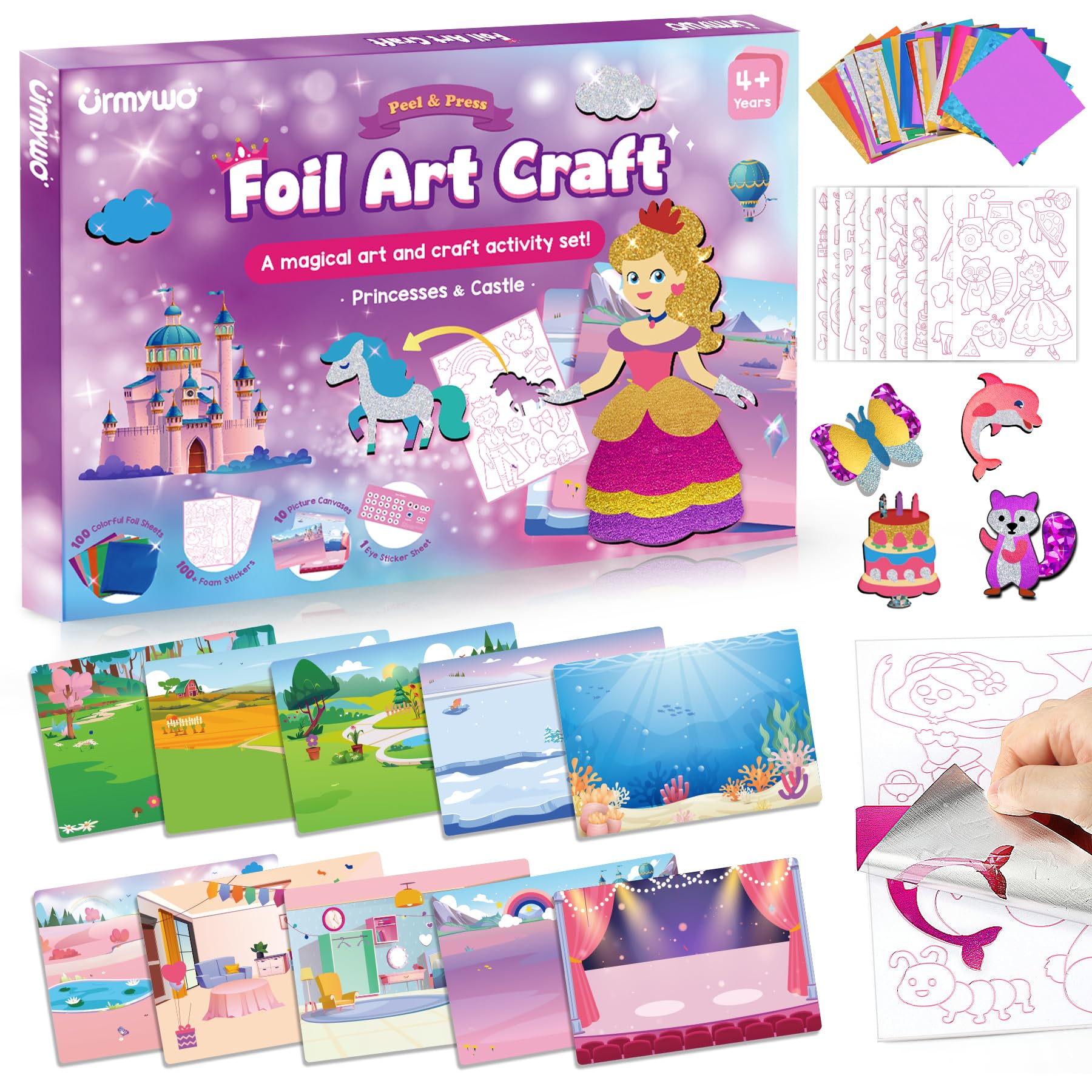 URMYWO foil art kit princess scene invites imaginative play.