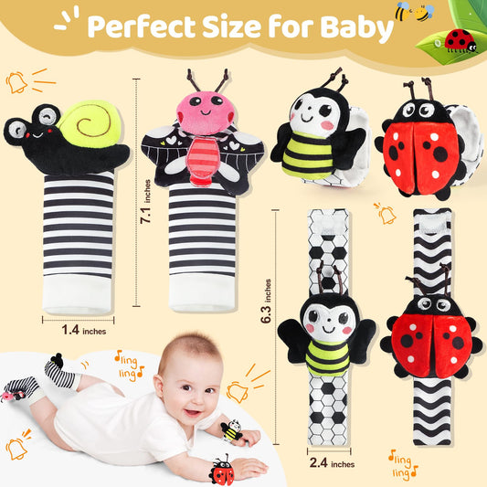 URMYWO sock rattle featuring animal charm encourages reaching and kicking