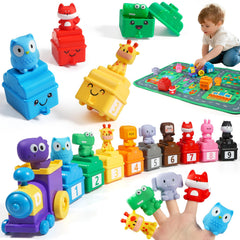 URMYWO train set with locomotive and nine cars promotes imaginative railway play.