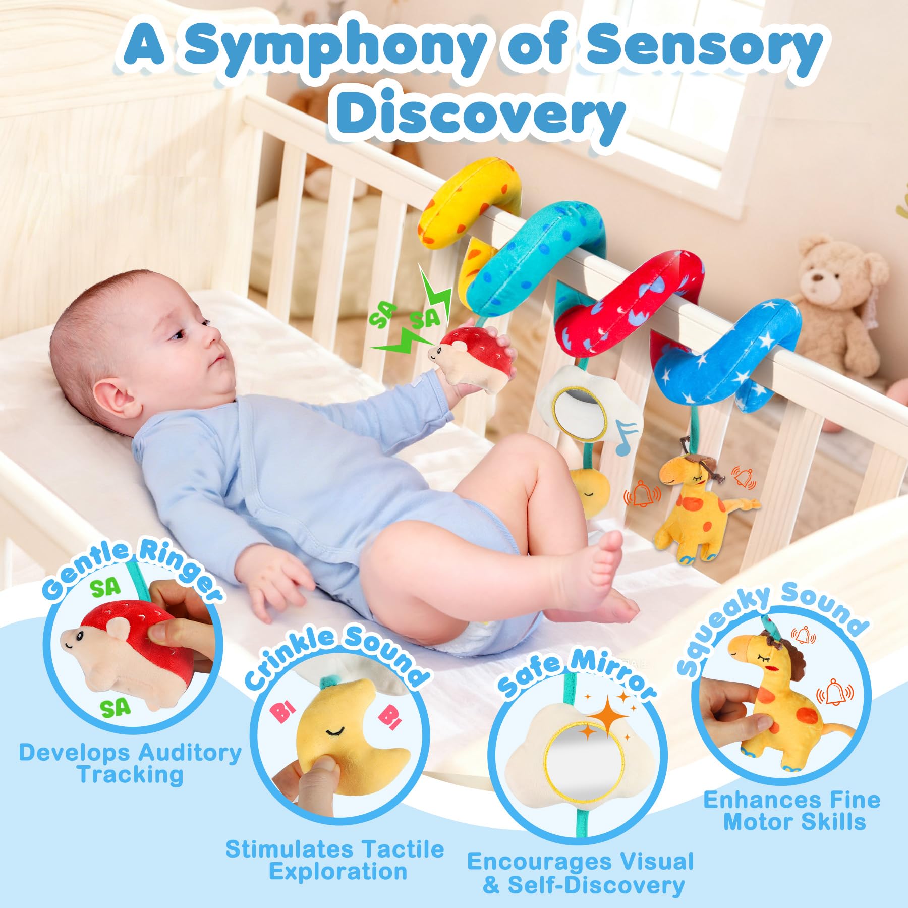 URMYWO sleepy moon with rattle for gentle auditory cues