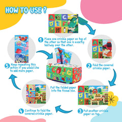 URMYWO tissue box toy features letters and numbers to inspire early learning.
