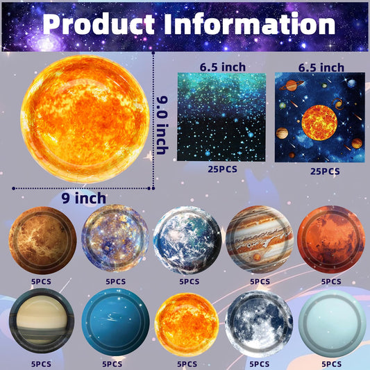 UROINEPA space plates planet designs set enhances solar system party décor