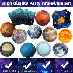 UROINEPA space plates planet designs for kids' birthday table