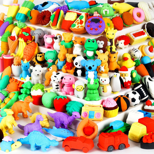 URSKYTOUS 110puzzle-animal-erasers-pack keeps pencils tidy during school activities.