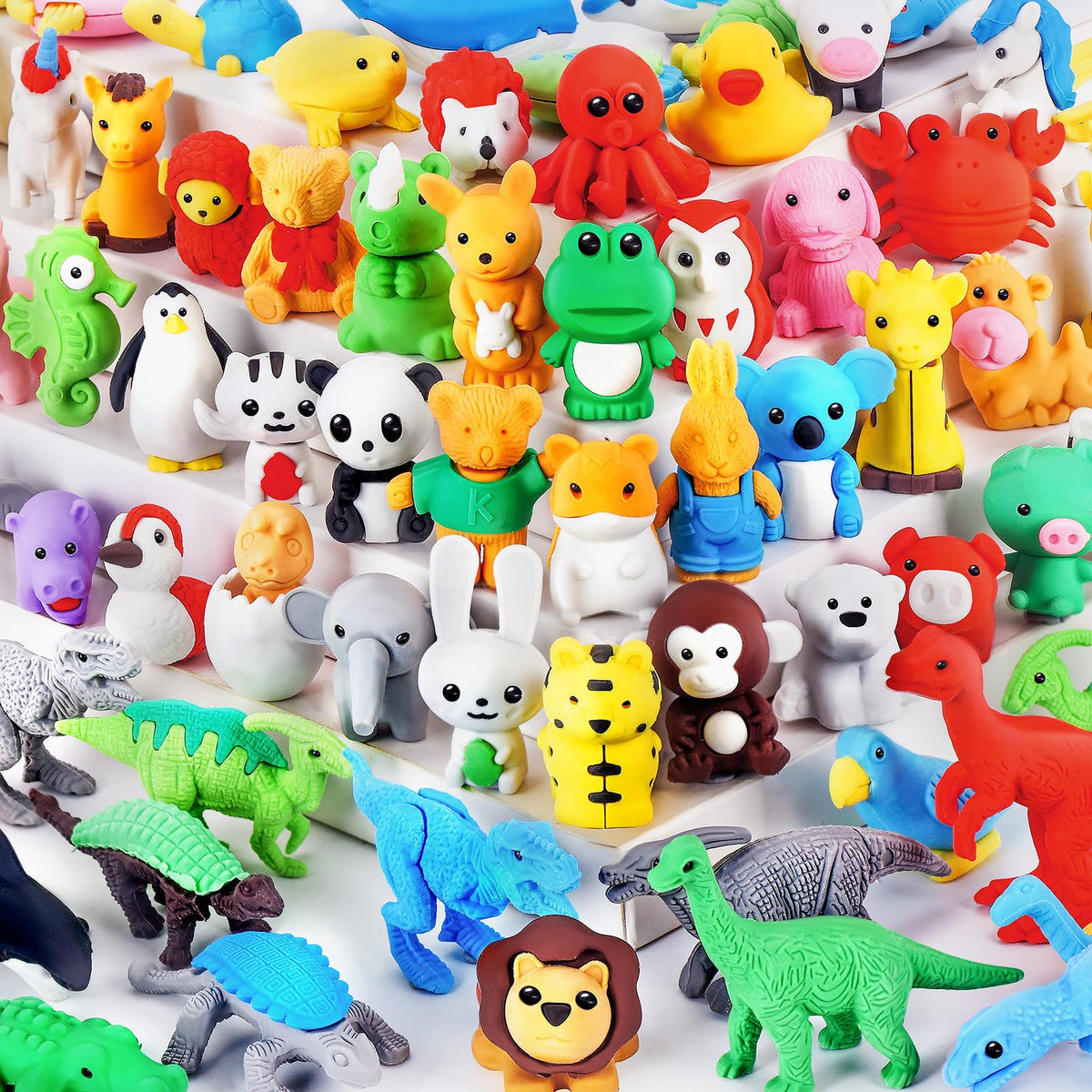 URSKYTOUS 60pcs animal erasers pack for desks and rewards