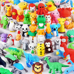URSKYTOUS 60pcs animal erasers pack for desks and rewards