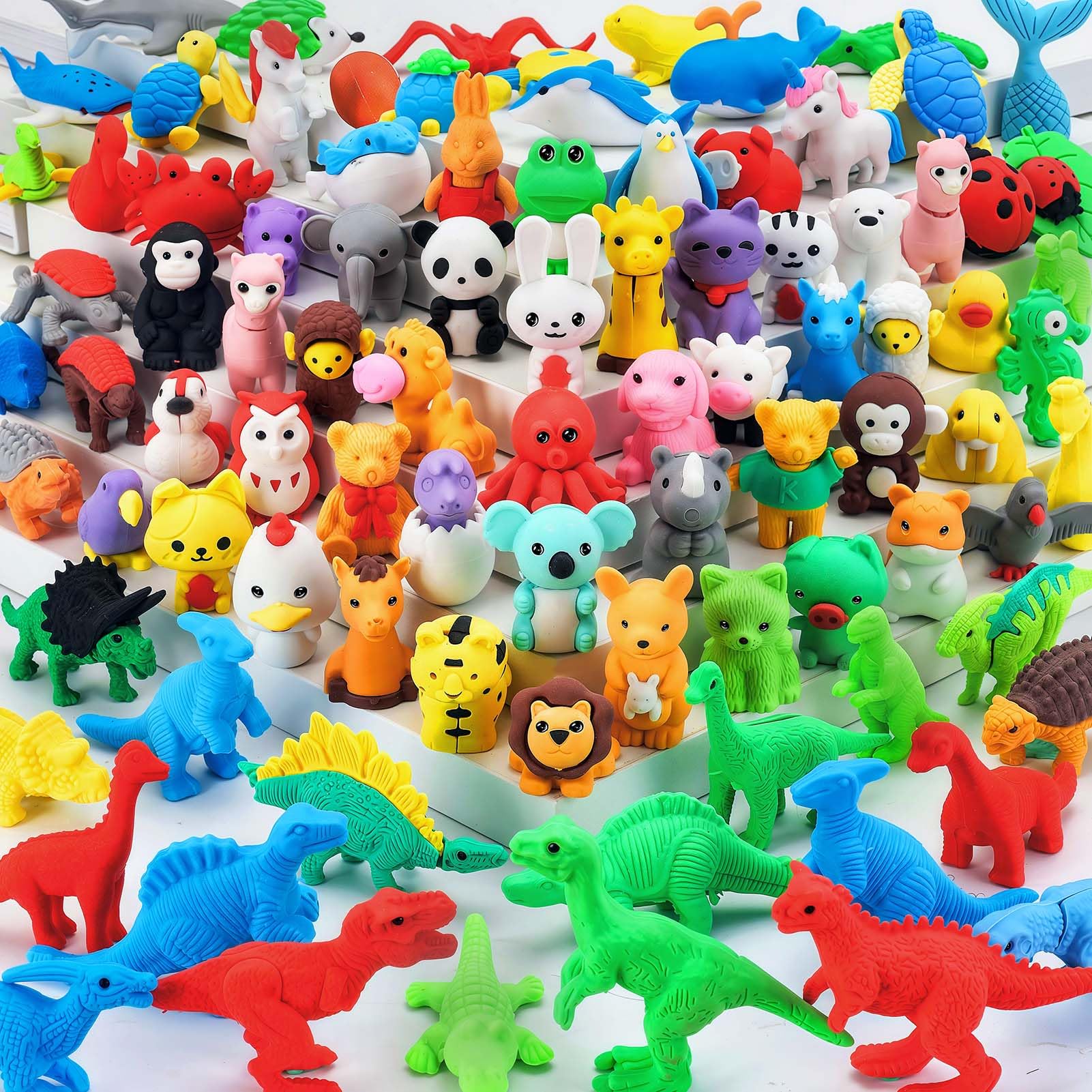 URSKYTOUS 91-piece animal erasers puzzle set for desktop play and reassembly
