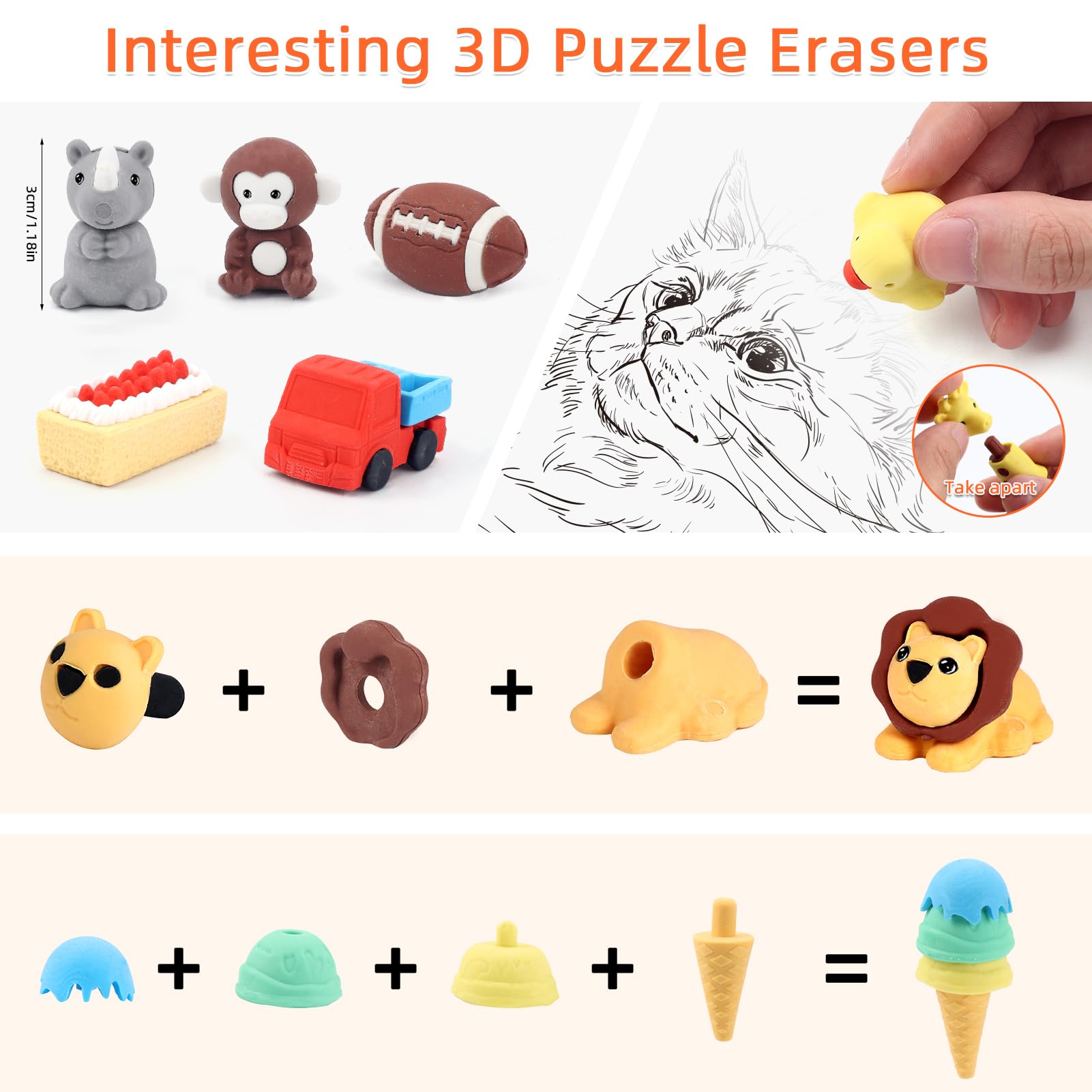 URSKYTOUS bulk pack of 120 erasers for classrooms