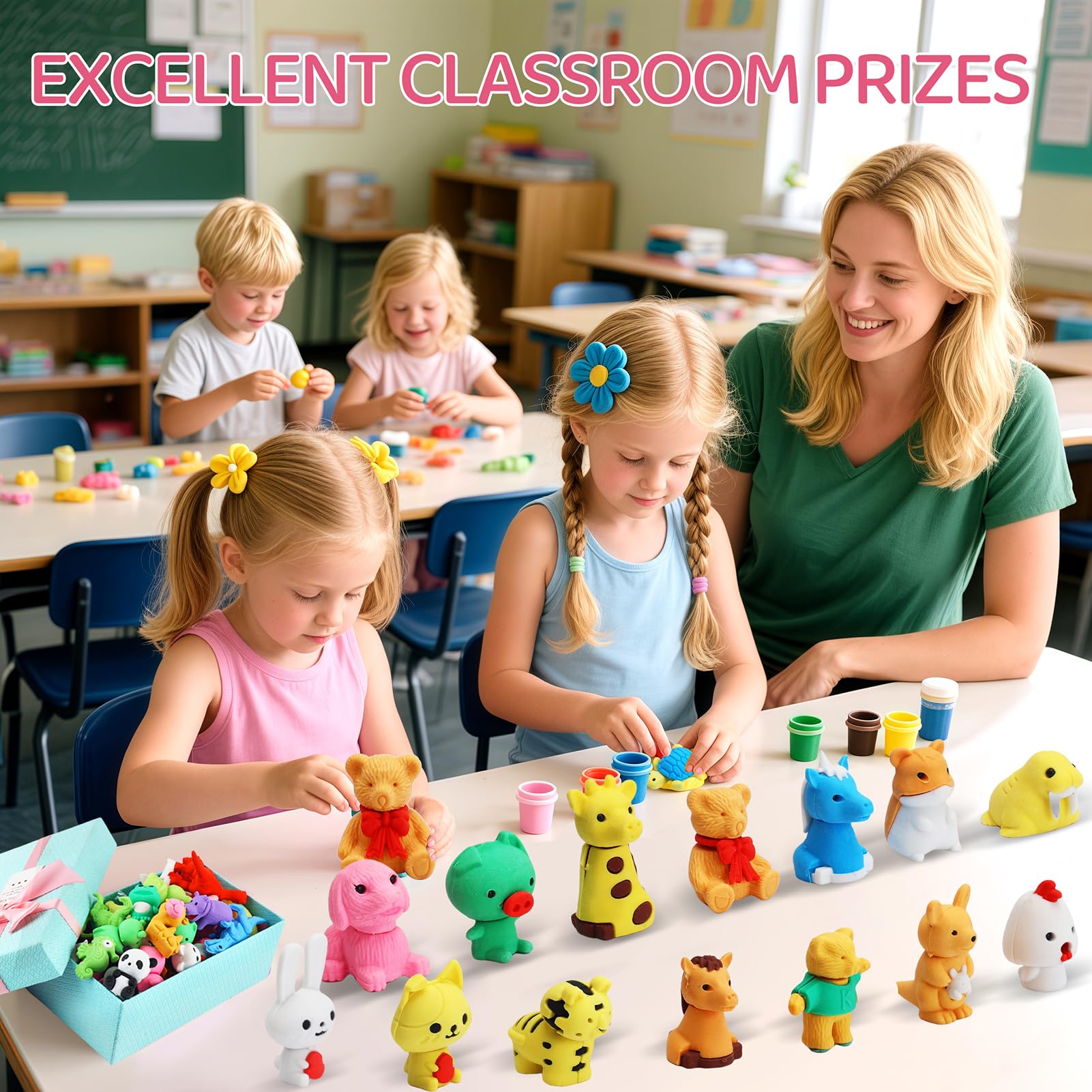 URSKYTOUS compact desk pets erasers fit pencil cases and collectable tins