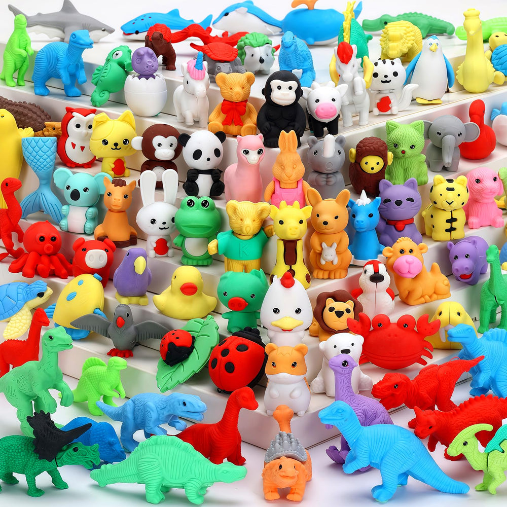 URSKYTOUS 90pc animal erasers pack shot for desks and classroom rewards