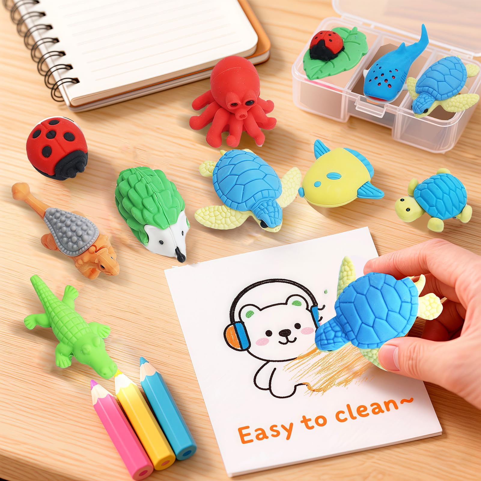 URSKYTOUS non-toxic rubber erasers safe for kids ages three and up