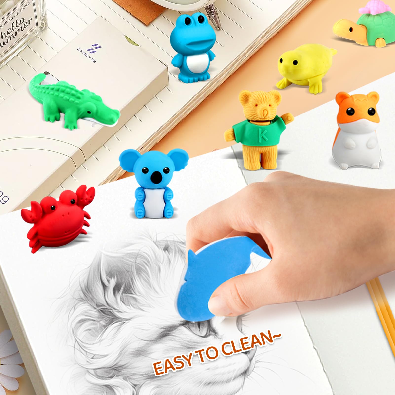URSKYTOUS tiger eraser, vibrant novelty for rewards and crafts.
