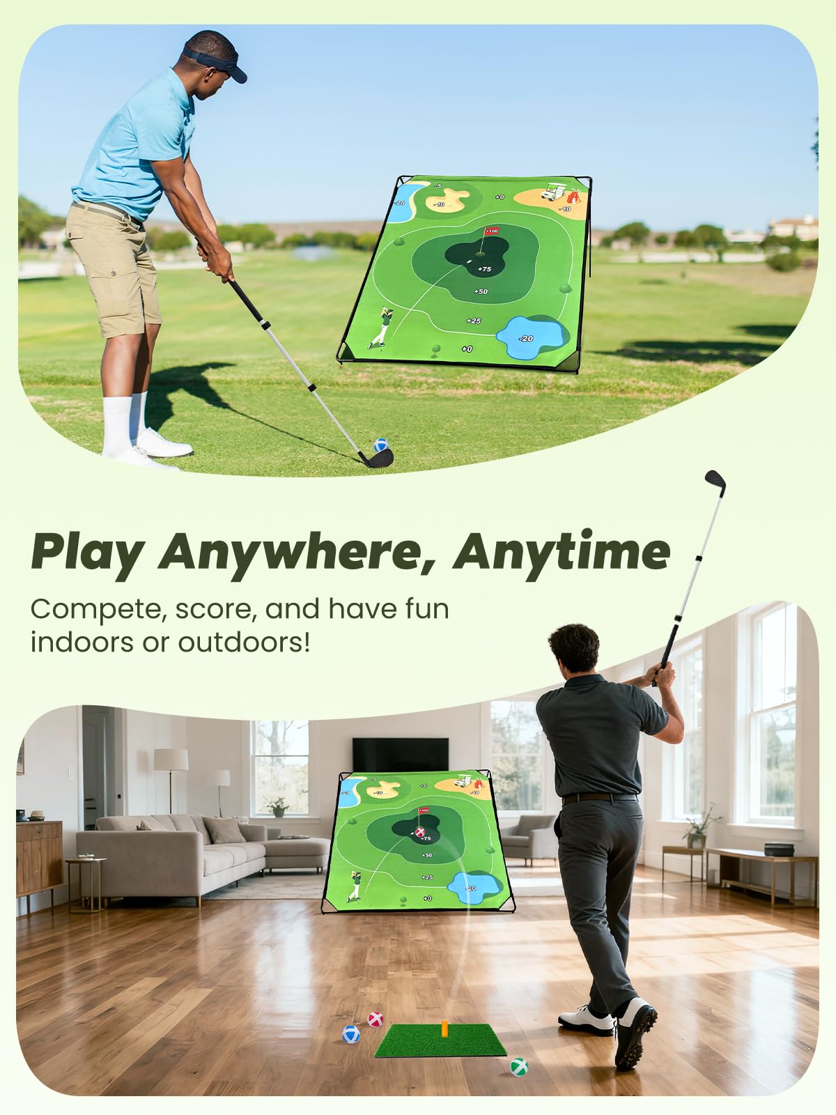 URUQ golf chipping sticky balls attach firmly to the mat for instant feedback.