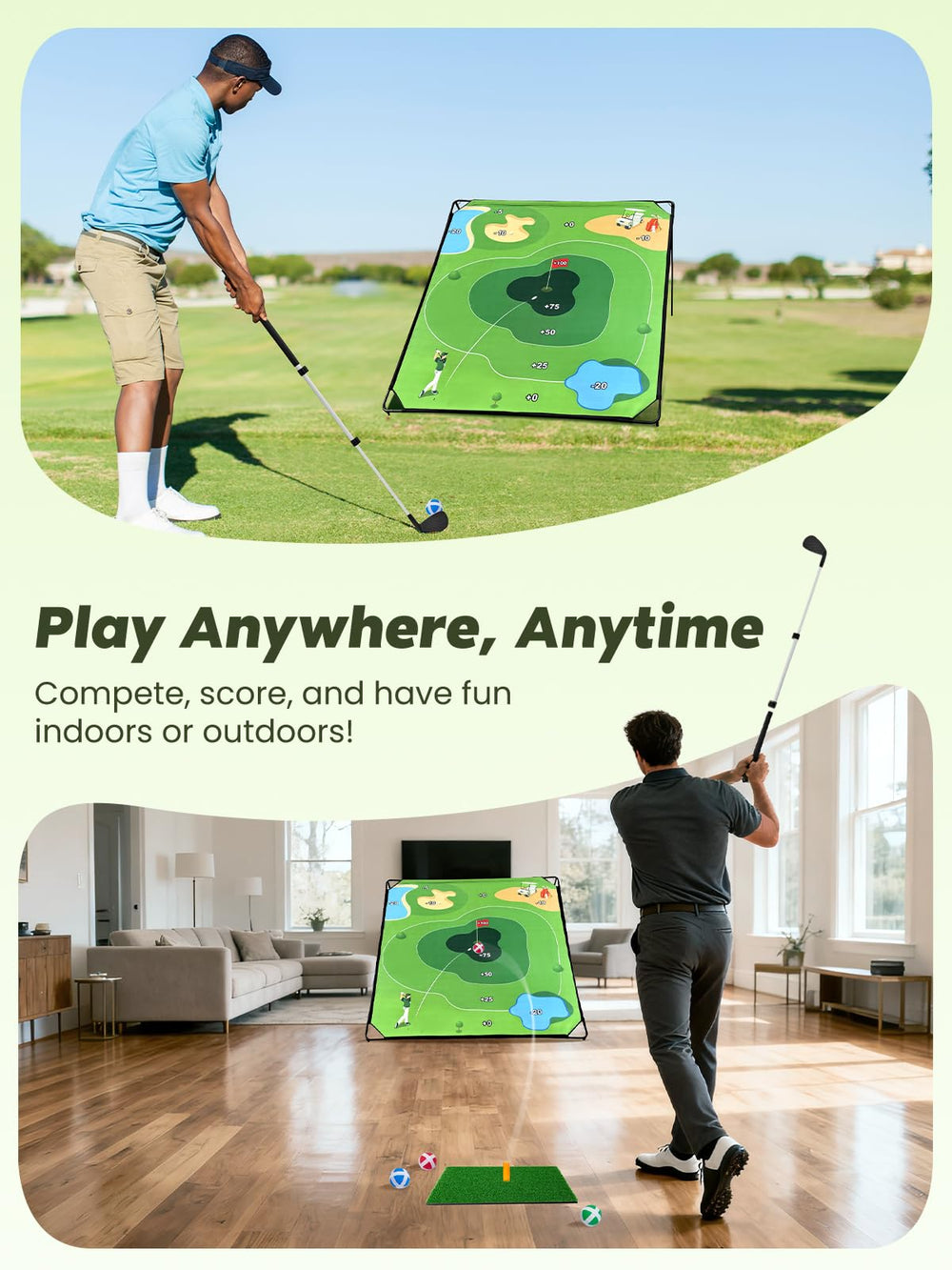 URUQ golf chipping sticky balls attach firmly to the mat for instant feedback.