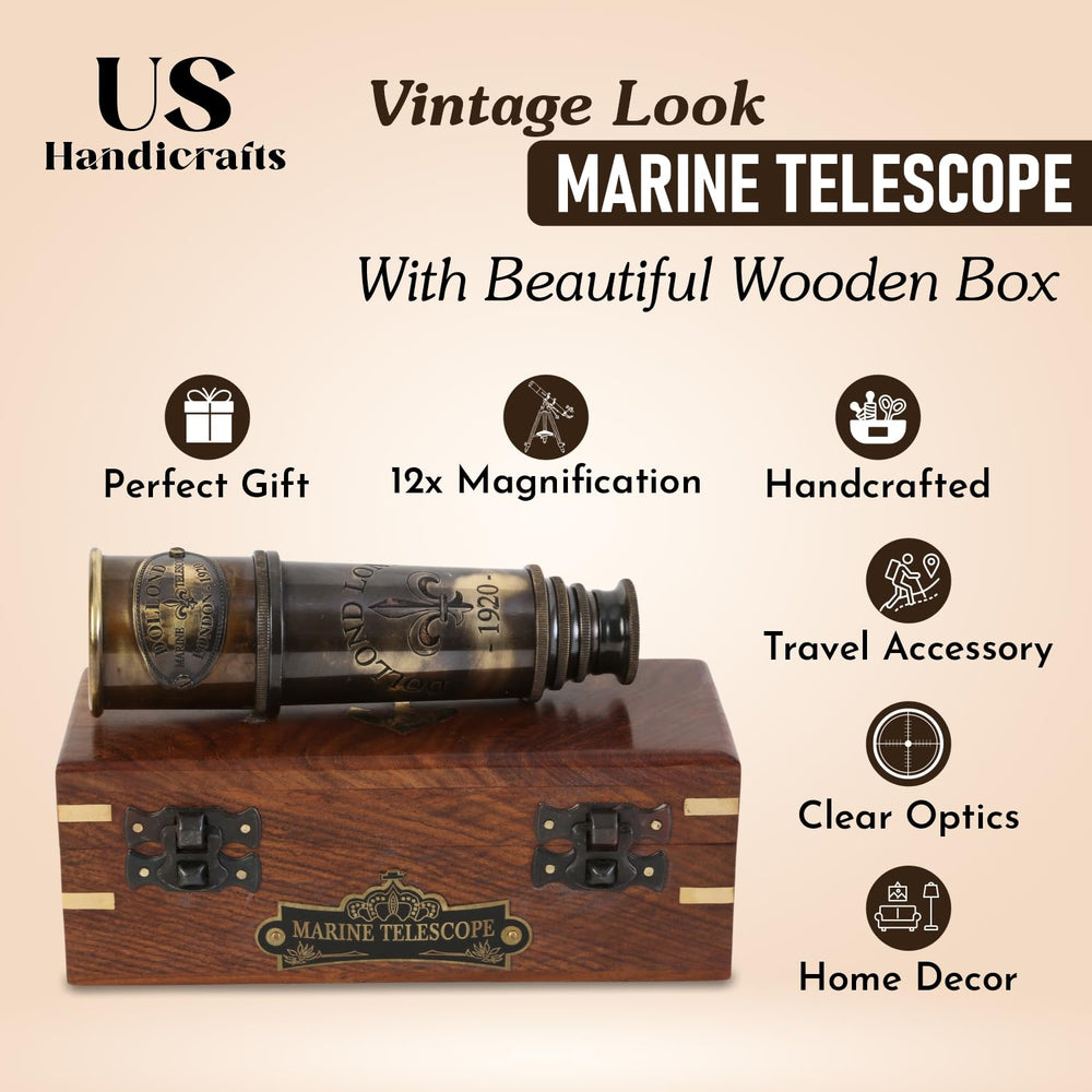 US HANDICRAFTS wooden gift box with brass inlays for secure display.